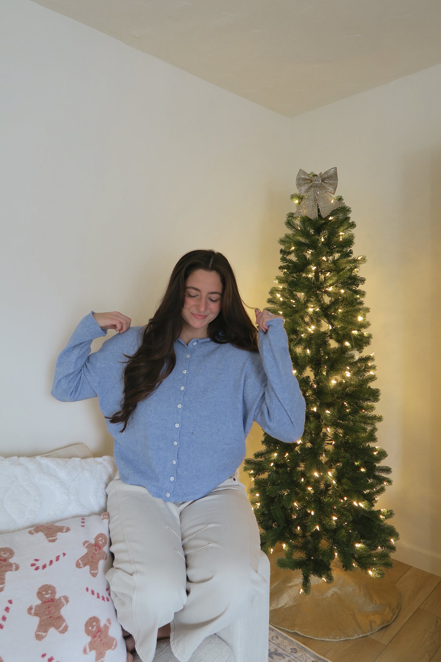 Paisley Cardigan - Dusty Blue