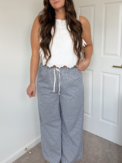 Taylor Gingham Pants - Navy