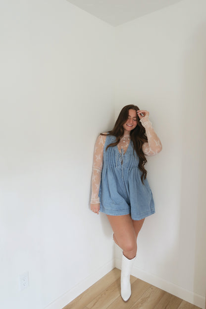 High Tide Denim Romper