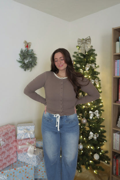 Gingerbread Button up Top