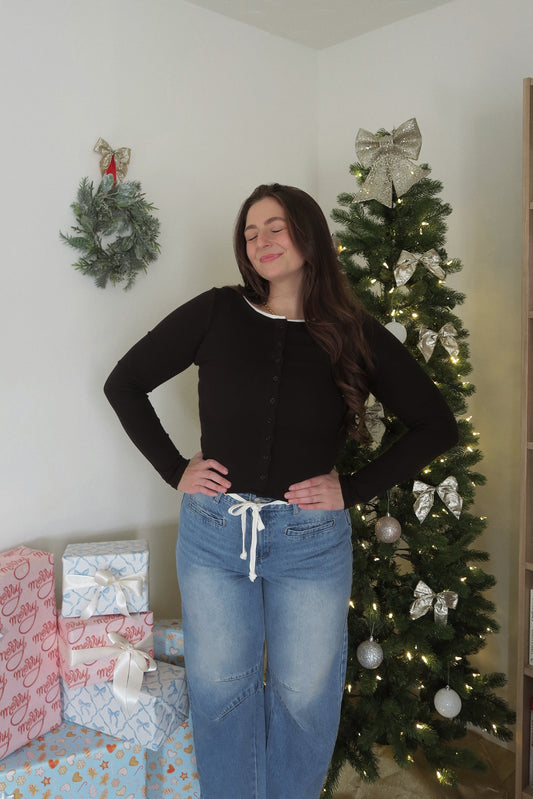 Silent Night Button up Top