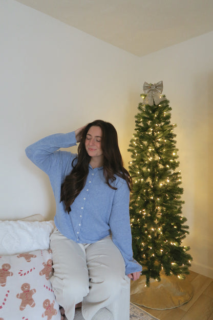 Paisley Cardigan - Dusty Blue