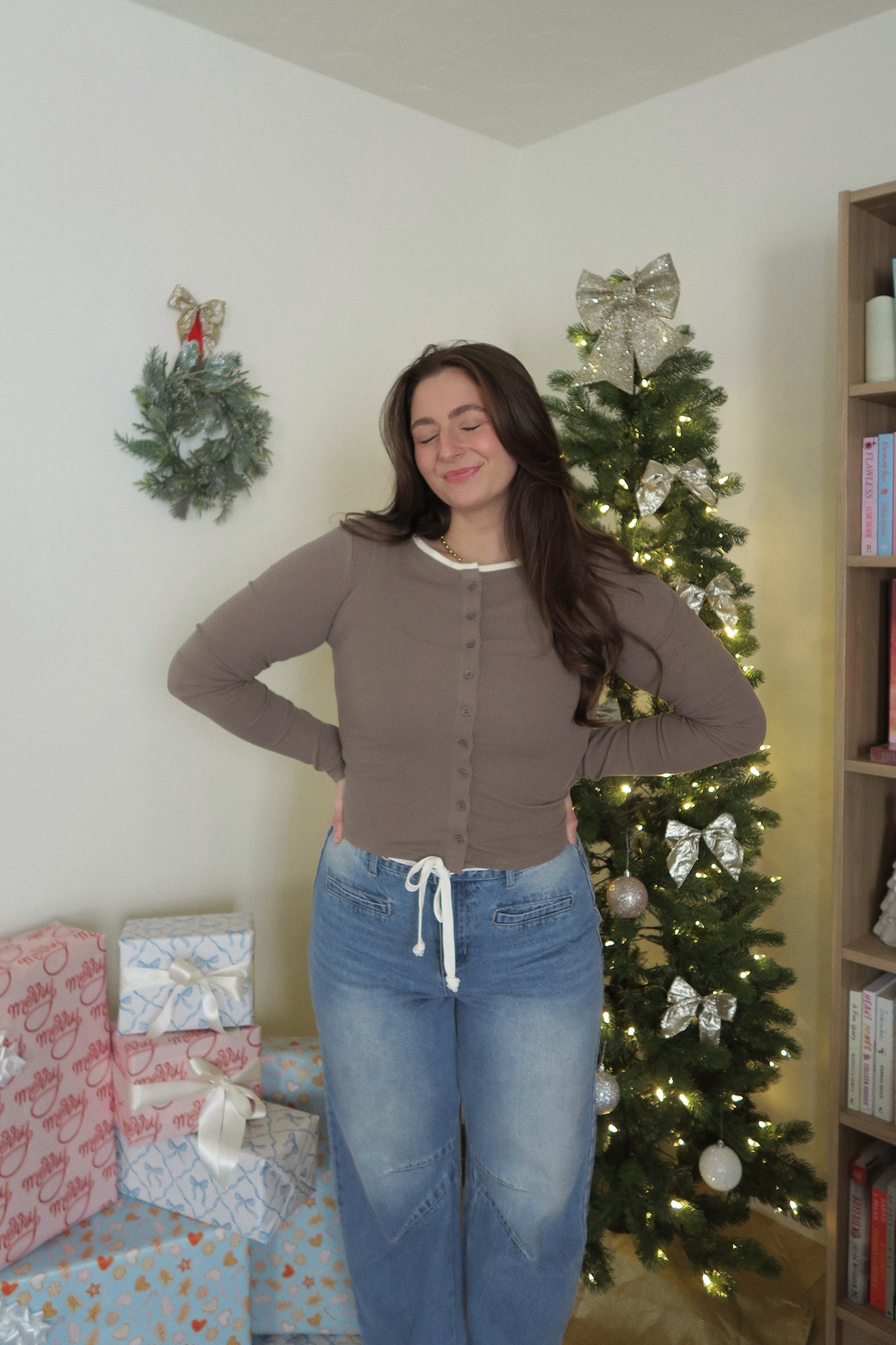 Gingerbread Button up Top