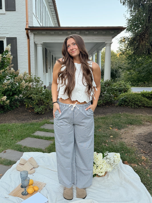 Taylor Gingham Pants - Navy