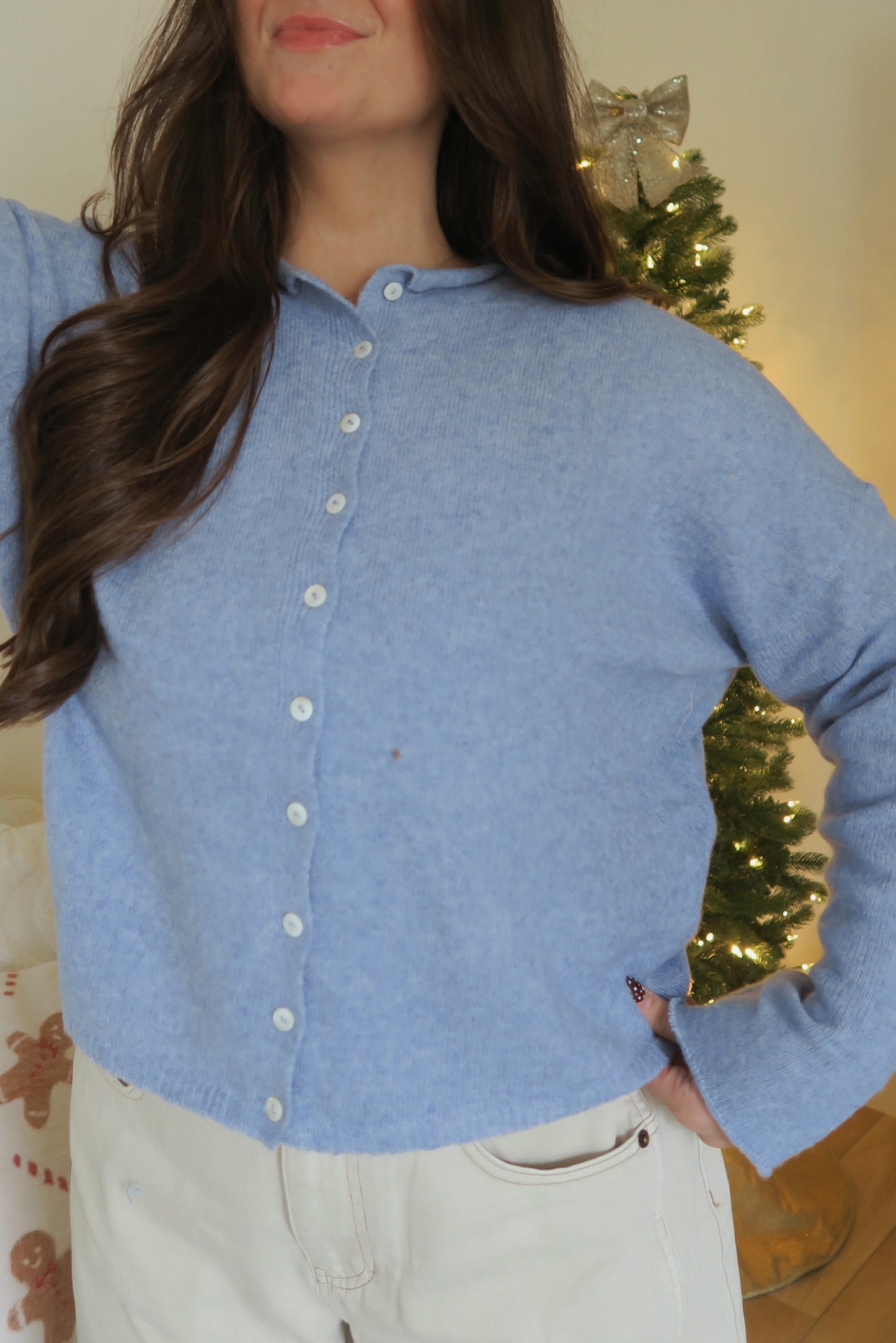 Paisley Cardigan - Dusty Blue