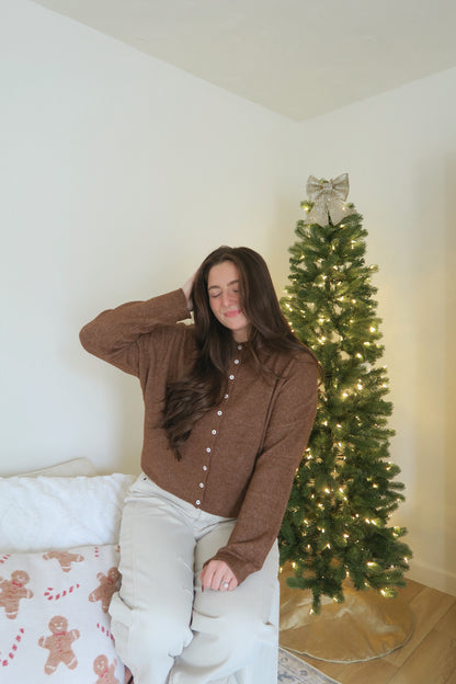 Paisley Cardigan - Mocha Brown